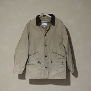Orvis Barn Chore Coat Jacket Cotton Canvas Quilted Lining Tan Mens Size L